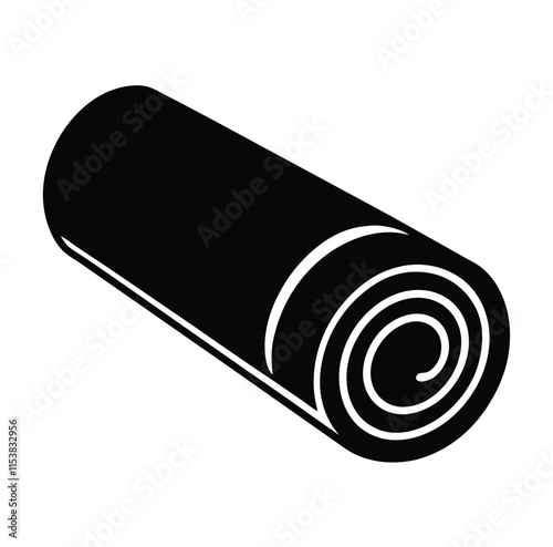 Rolled Yoga Mat, Black Silhouette