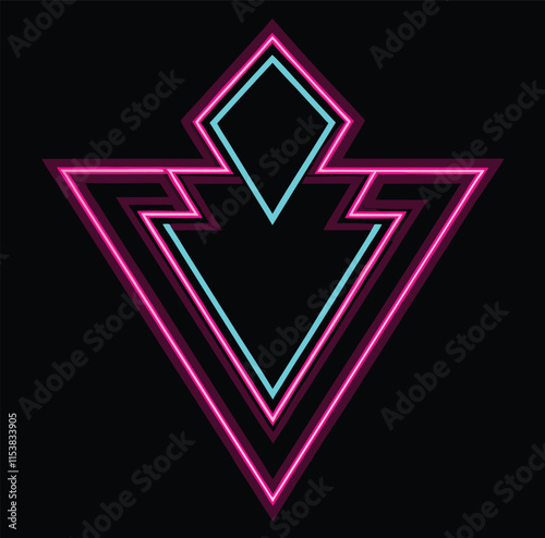 Neon Arrow Sign Black Silhouette EPS