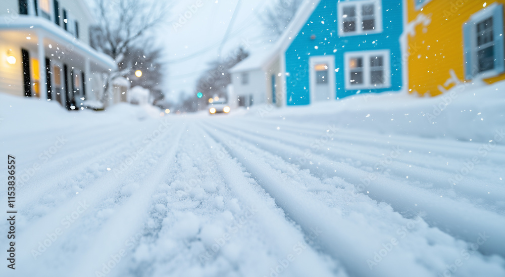 serene winter street scene with snow-covered roads and sidewalks, illuminated by soft streetlights. A peaceful urban atmosphere showcasing the beauty of winter in a city, seasonal and travel serene winter street scene with snow-covered roads and sidewalks, illuminated by soft streetlights. A peaceful urban atmosphere showcasing the beauty of winter in a city, seasonal and travel