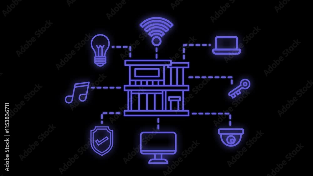 Animation of Smart House Facilities. Suitable for technology and internet content. 2d animation 4k. transparent background. Animation of Smart House Facilities. Suitable for technology and internet content. 2d animation 4k. transparent background.