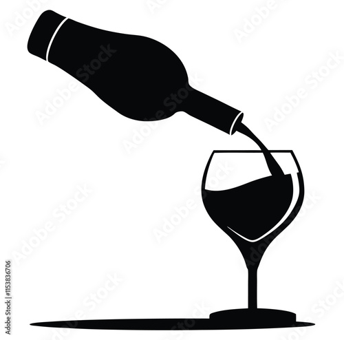 Silhouette Wine Bottle Pouring Elegant Design