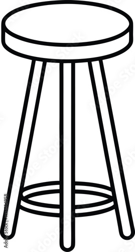  bar stool icon vector line art