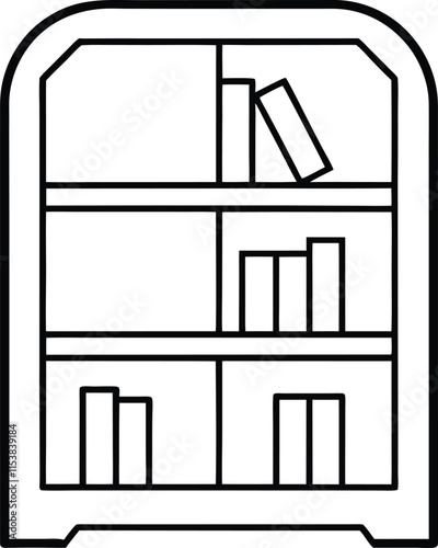  bookcase icon line art vector