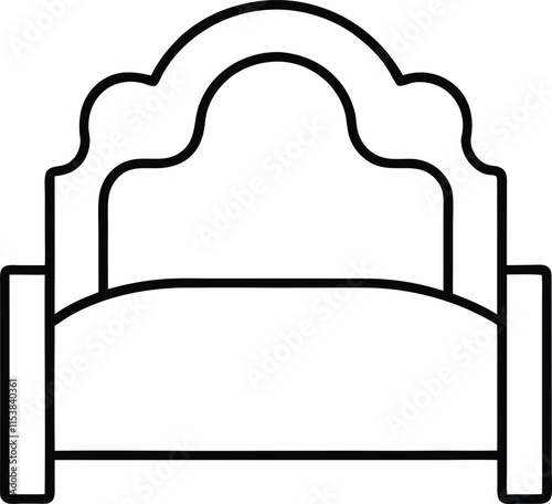 bed icon vector, headboard line art