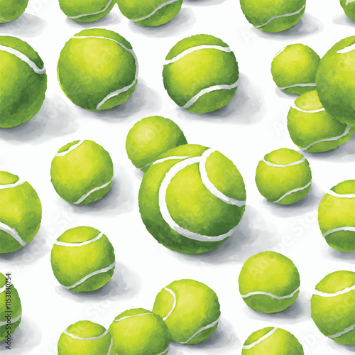 Eco-Friendly Tennis Gear: Vector Design of Tennis Balls, Rackets, and Environmental Symbols for Sustainability, Nature Protection, and Modern Sports Concepts
