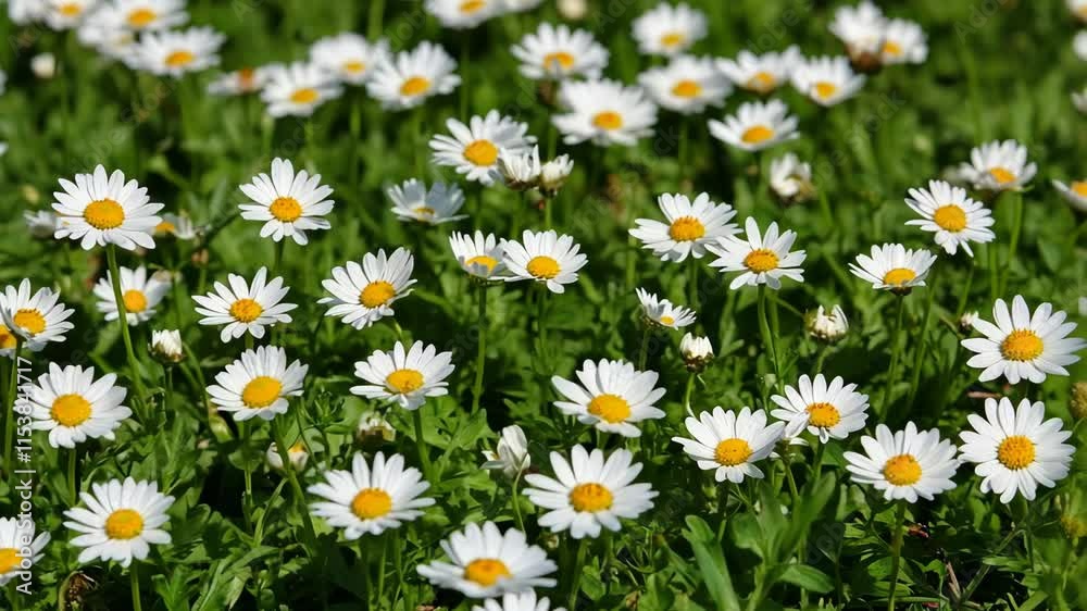White daisies bloom vibrantly in a sunny meadow, showcasing nature's beauty during springtime in a park setting White daisies bloom vibrantly in a sunny meadow, showcasing nature's beauty during springtime in a park setting