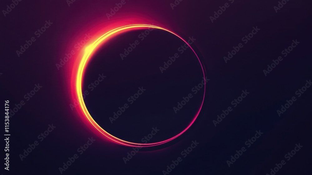 Obraz premium Neon Circle Glowing Abstract Dark Background