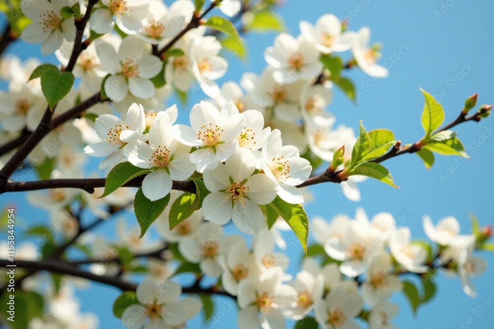 Tree covered with vanilla flowers in full bloom, blossoming, tree