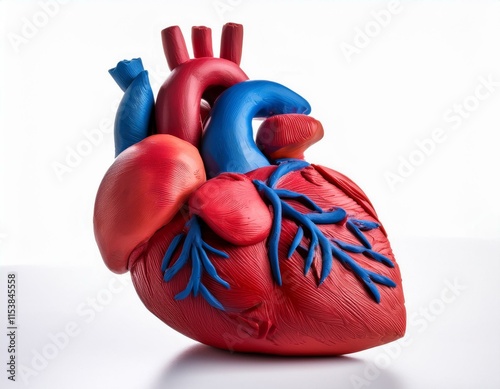 heart organ molded from plasticine modeling clay isolated on white background photo