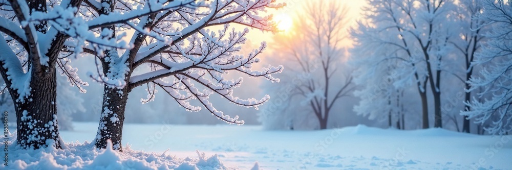 Snow-covered trees with frosty branches and leaves, nature, frozen, tree Snow-covered trees with frosty branches and leaves, nature, frozen, tree