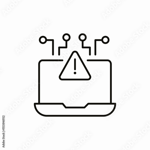 laptop warning danger icon sign vector