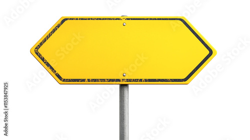 blank yellow rustic road sign, street guide sign board, metal signpost, cutout png