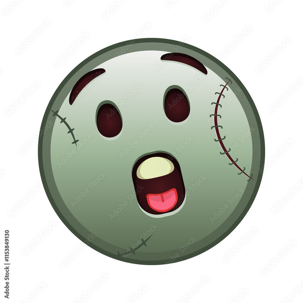 Fototapeta premium Face with open mouth Large size of zombie halloween emoji