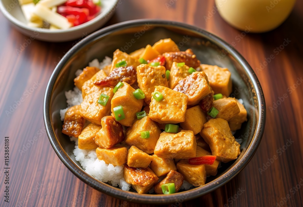 Delicious Chicken Rice Bowl Asian Cuisine Savory Meal Food Photography Delicious Chicken Rice Bowl Asian Cuisine Savory Meal Food Photography