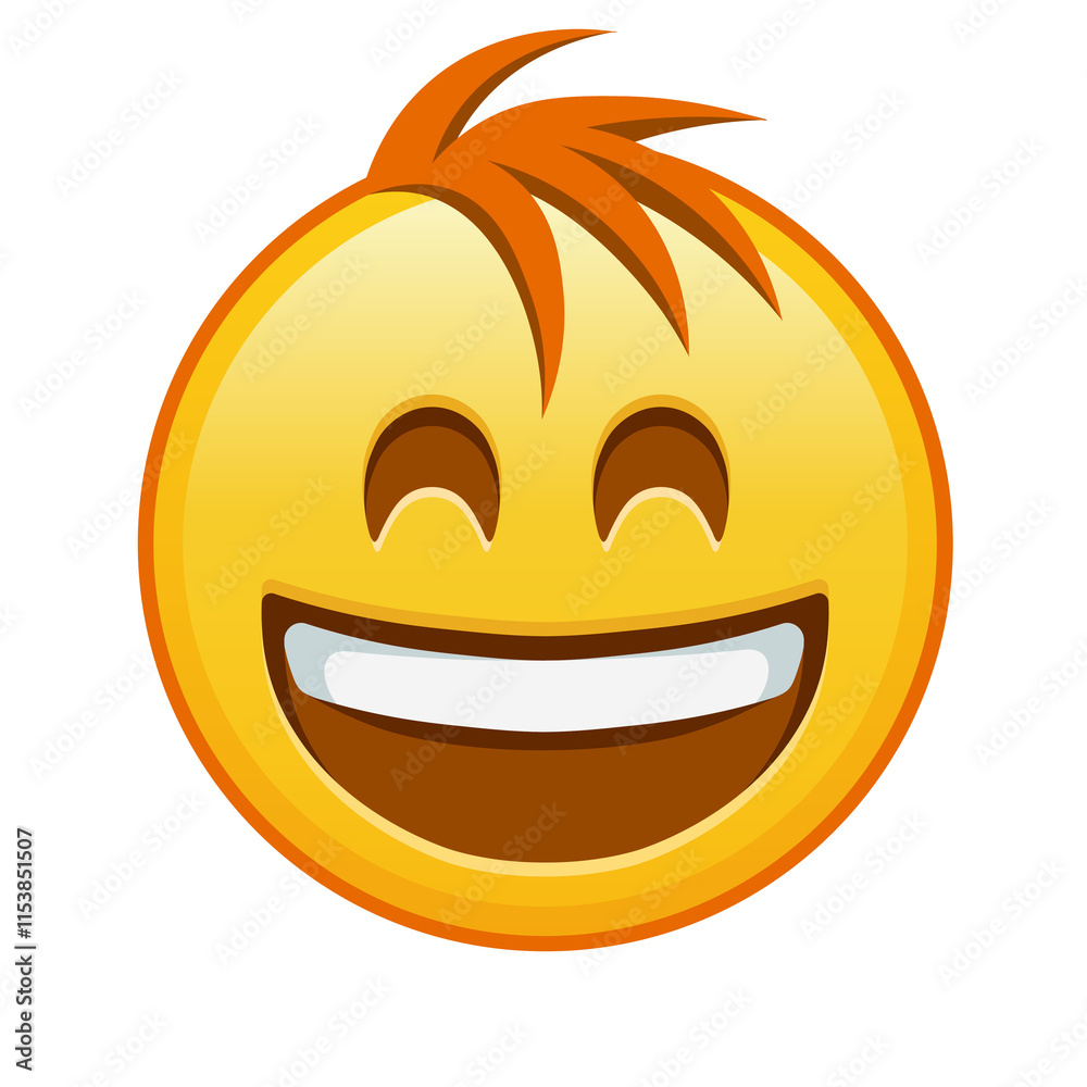 Smiling face with open mouth and laughing eyes Large size of yellow emoji smile with hair Smiling face with open mouth and laughing eyes Large size of yellow emoji smile with hair
