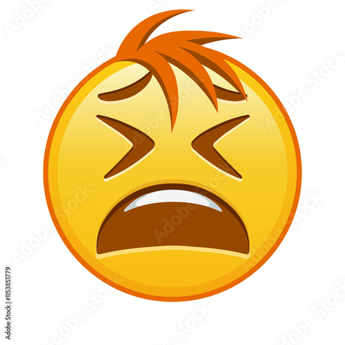 Photography Tired face Large size of yellow emoji smile with hair