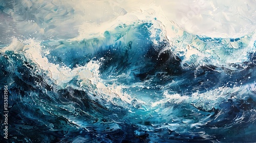 Abstract Painting Of Powerful Ocean Waves