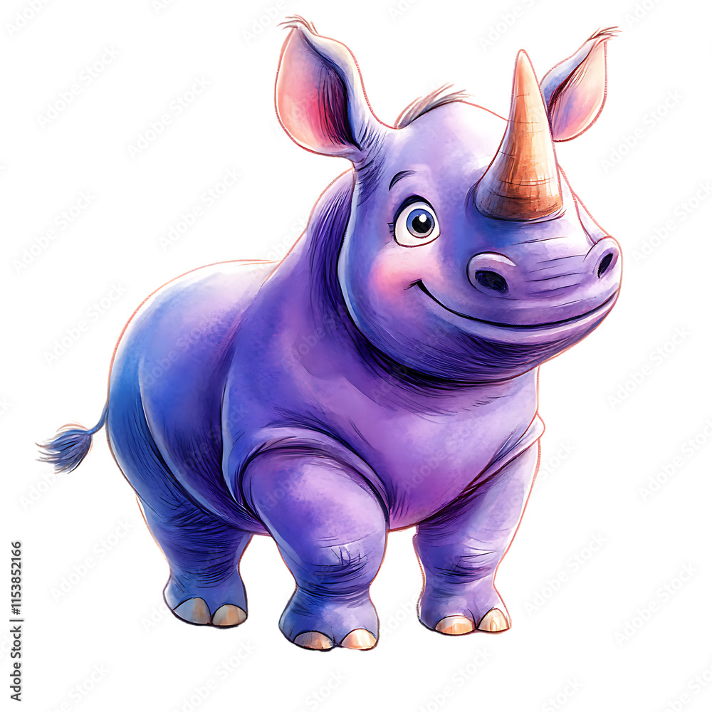 Fototapeta premium Cute and Playful Rhino Watercolor Art