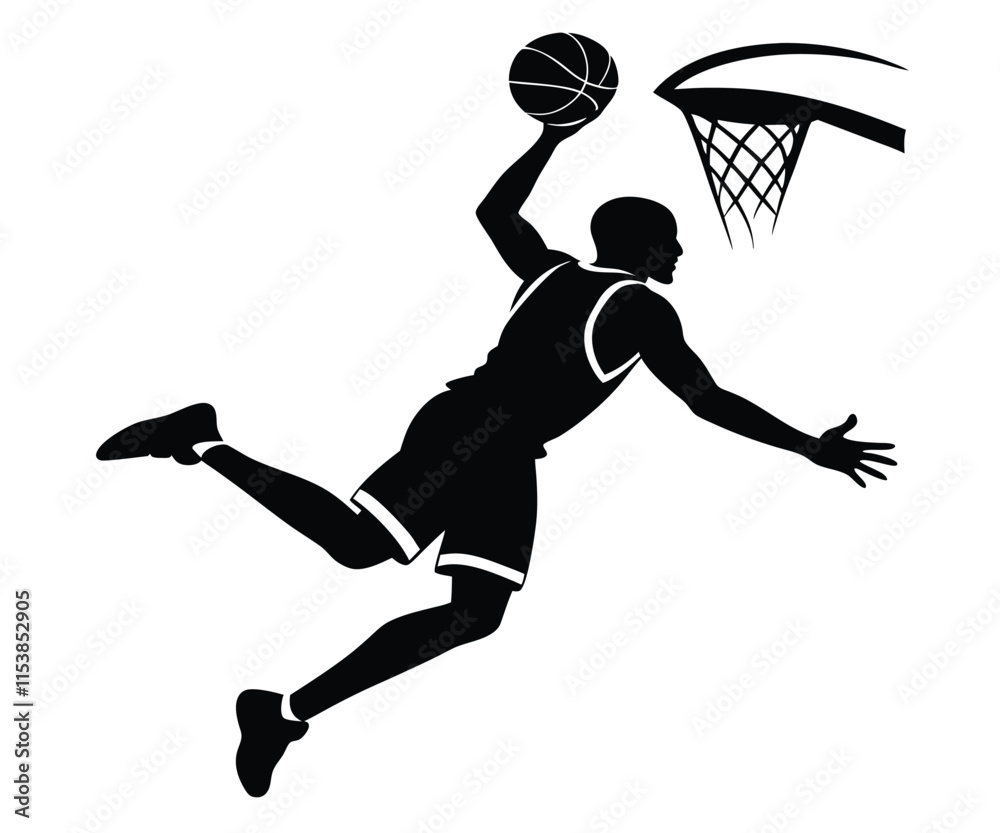 Obraz premium Silhouette Basketball Player Action Shot Graphic