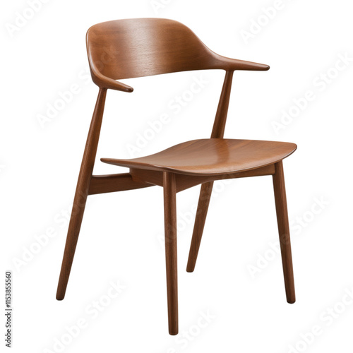 Modern Wooden Chair with Curved Backrest and Sleek Design