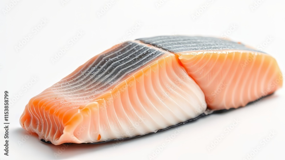 Chilled Salmon Fillet Skin-Side Down - High-Quality Food Photography Chilled Salmon Fillet Skin-Side Down - High-Quality Food Photography