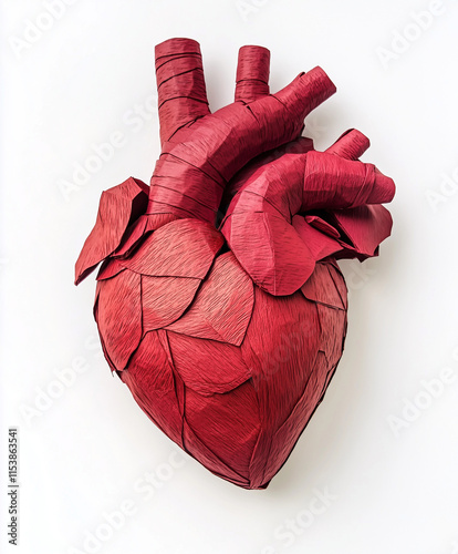 Human Heart Internal Anatomy Paper Craft isolated on white photo