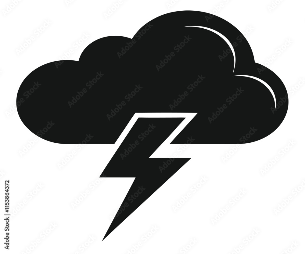 Black Cloud Silhouette with Lightning Bolt Black Cloud Silhouette with Lightning Bolt