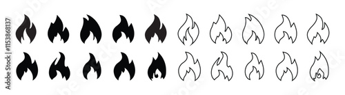 Fire icon vector set. Fire Flame Icon Set Symbol of Fire. Fire flame clipart design illustration