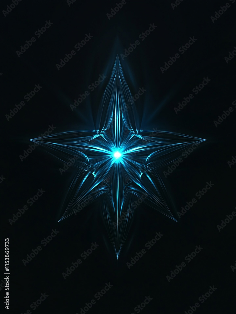 Star-shaped Glowing Design With Intricate Patterns in Dark Background Star-shaped Glowing Design With Intricate Patterns in Dark Background