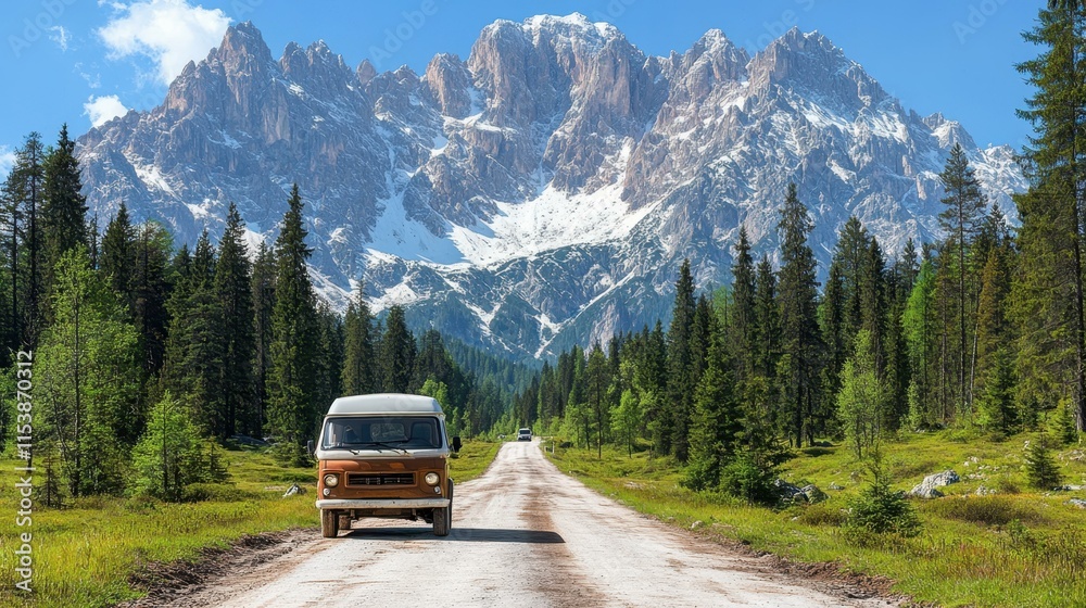 Adventurous road trips in a field of wild grasses Adventurous road trips in a field of wild grasses