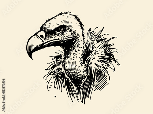 Vulture Hand Drawn Illustration Sketch Hand Drawn Vector Isolated
