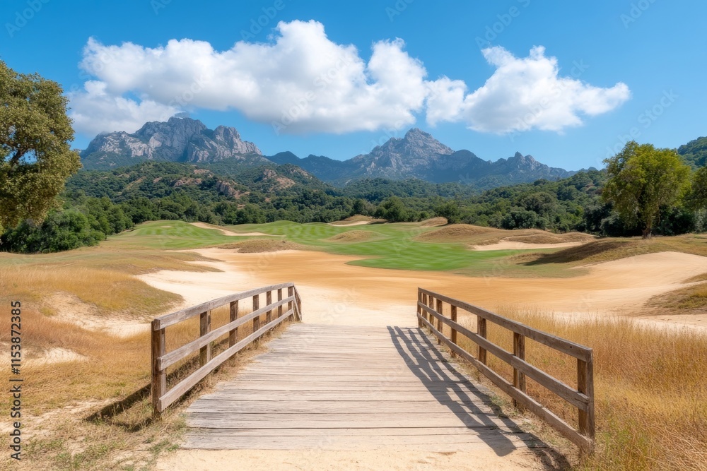 Fototapeta premium Vistas amplias de fincas blancas rodeadas de olivos y montañas en un día soleado