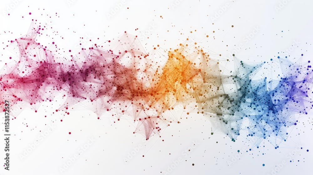 Abstract colorful wave of particles and lines representing creativity and digital art. Abstract colorful wave of particles and lines representing creativity and digital art.