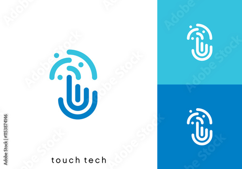 abstract hand finger touch screen technology logo vector design