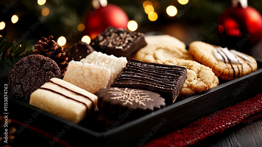 Fototapeta premium Assorted Christmas cookies on a tray.