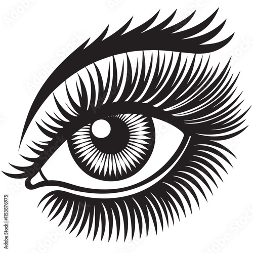 Beautiful woman eye with long lashes vector icon