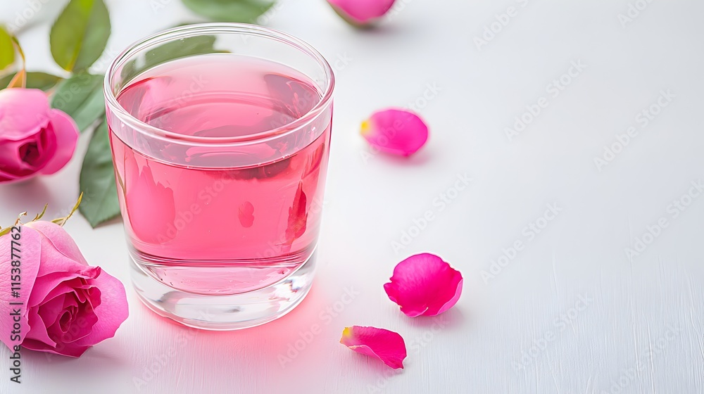 A bowl of pink liquid with a pink flower on top