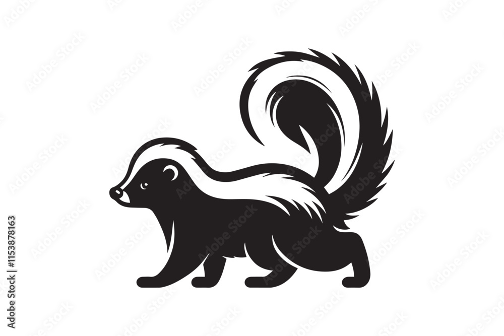simple black an white skunk vector silhouette isolated on a white background simple black an white skunk vector silhouette isolated on a white background