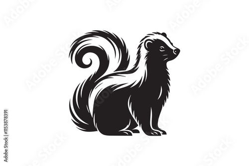 simple black an white skunk vector silhouette isolated on a white background photo