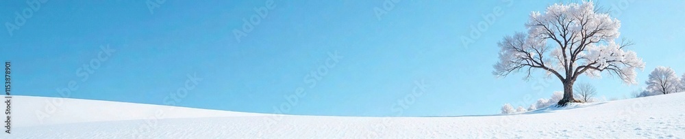 A tree branch stretching out from beneath a blanket of untouched white snow against a bright blue sky, frosty, forest, white A tree branch stretching out from beneath a blanket of untouched white snow against a bright blue sky, frosty, forest, white