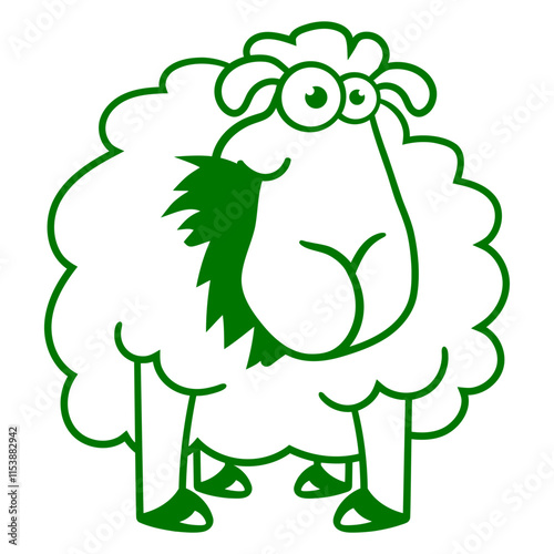 Sheep Eating Grass Eating Hungry Funny Cartoon Fun Design Lover Art Vector Illustration Card T-Shirt Poster Sticker Graphic Print Decorative Drawing Isolated Logo Decoration Symbol Creative Cool Style photo