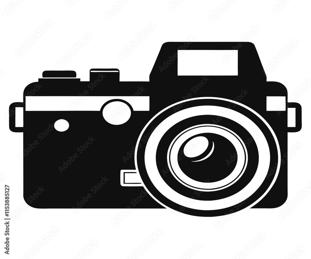 Black Silhouette Camera Lens Icon Vector Black Silhouette Camera Lens Icon Vector