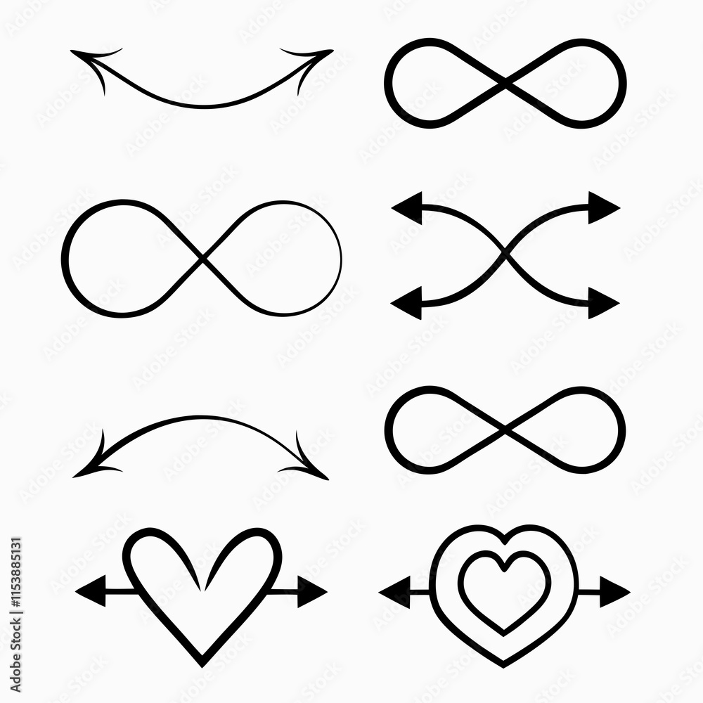 Dynamic Arrow and love shape Vector Line Art Collection. Dynamic Arrow and love shape Vector Line Art Collection.