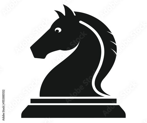 Black Chess Knight Silhouette, Vector EPS