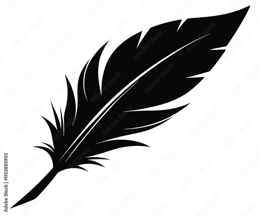 Black Feather Silhouette, Sharp Detail EPS Black Feather Silhouette, Sharp Detail EPS