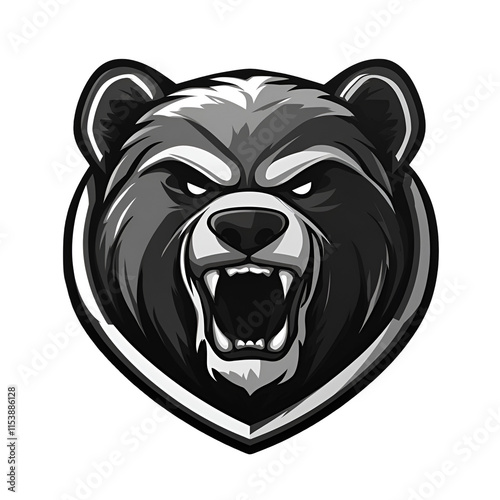 Aggressive Roaring Bear Heads logo photo