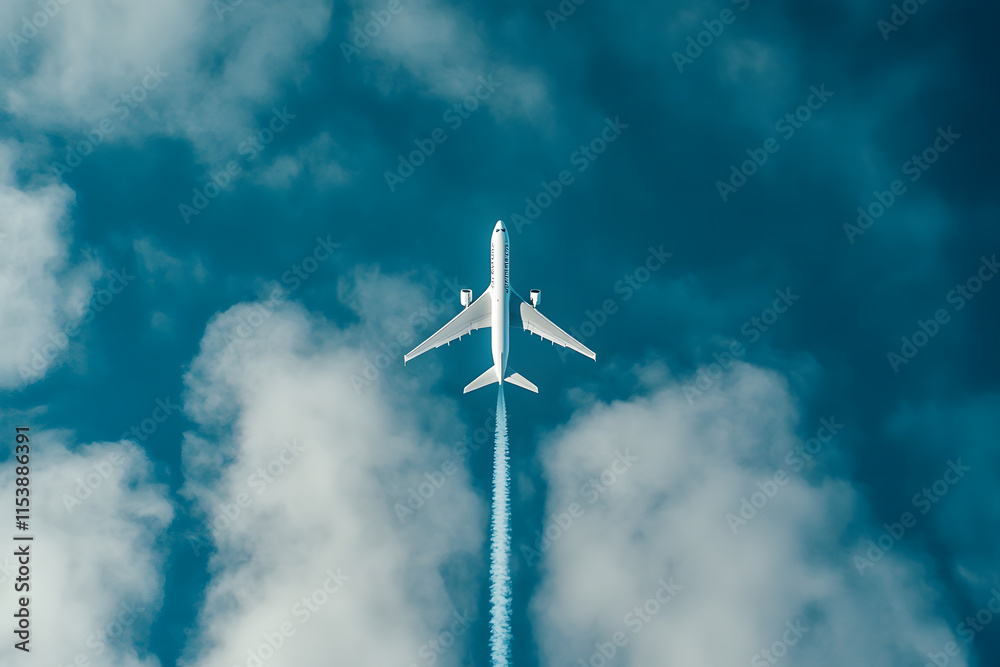 Luxury Jet Flying Above the Clouds with Clear Sky – Aerial Travel and Aviation Concept Luxury Jet Flying Above the Clouds with Clear Sky – Aerial Travel and Aviation Concept