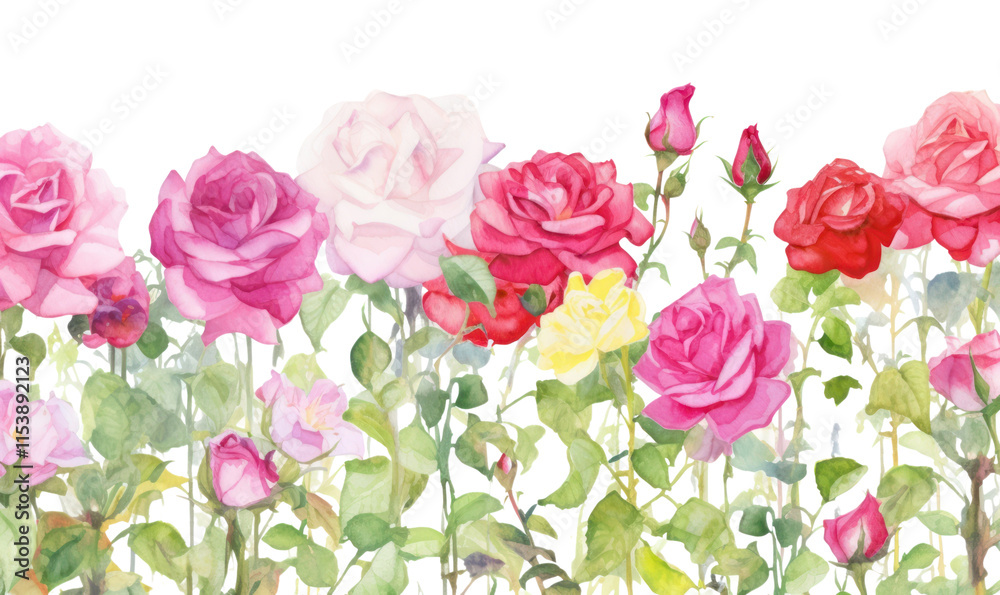 Fototapeta premium PNG Pink roses garden backgrounds blossom pattern.