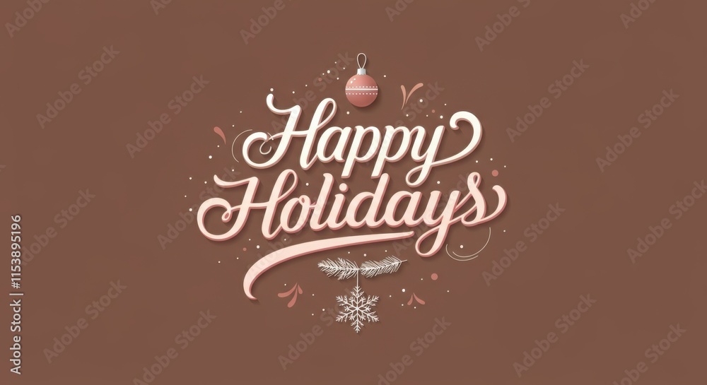 Obraz premium Happy Holidays greeting with festive decorations and elegant typography