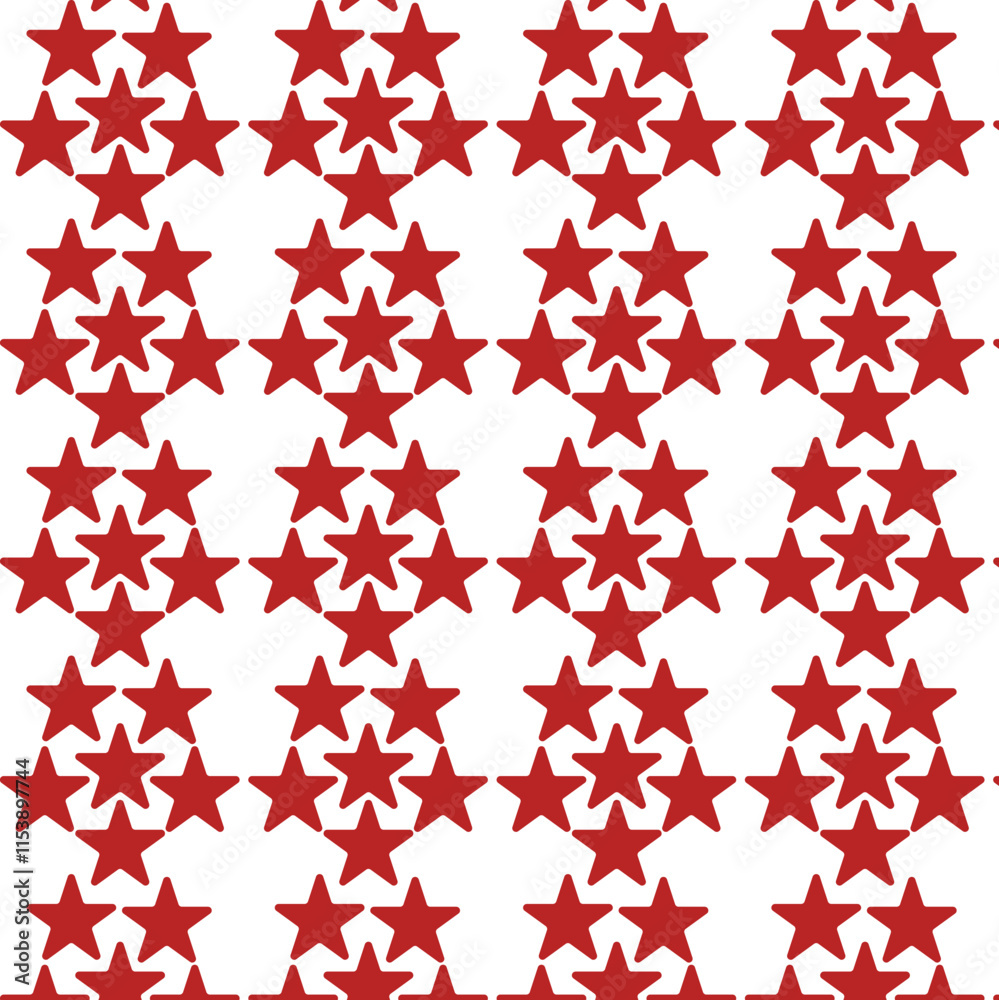 Seamless Star Pattern – Geometric Red Star Design on White Background, Perfect for Wrapping Paper, Branding, Fabrics, and Digital Art Projects Seamless Star Pattern – Geometric Red Star Design on White Background, Perfect for Wrapping Paper, Branding, Fabrics, and Digital Art Projects